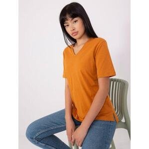 Fashionhunters Tmavě oranžové basic tričko Velikost: S