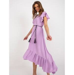 Fashionhunters Světle fialové oversize šaty s volánem.Velikost: JEDNA VELIKOST