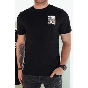 Dstreet Pánské tričko s černým potiskem RX5482 M, Černá