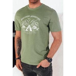 Dstreet Pánské tričko s potiskem zelené RX5414 M, Světle, zelená