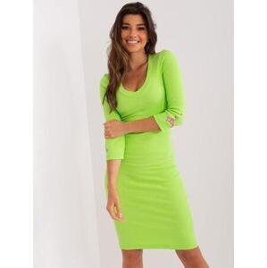 Fashionhunters Světle zelené pruhované tužkové šaty Velikost: ONE SIZE, JEDNA, VELIKOST