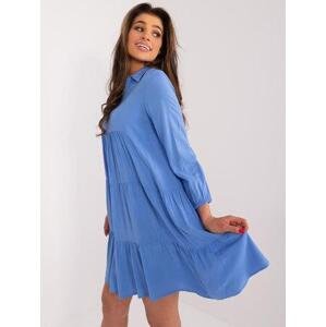 Fashionhunters Modré letní šaty s volány SUBLEVEL Velikost: M