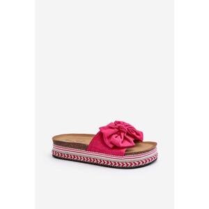 Kesi Dámské pantofle na platformě s mašlí Fuchsiová Evatria Velikost: 40, Růžová