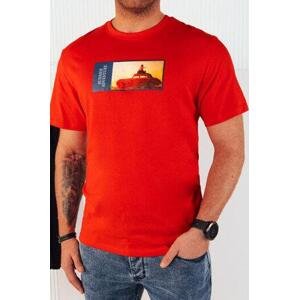 Dstreet Pánské tričko s oranžovým potiskem RX5486 L, Oranžová,
