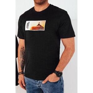 Dstreet Pánské tričko s černým potiskem RX5485 M, Černá