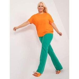 Fashionhunters Fluo oranžová blůza plus size s kulatým výstřihem Velikost: JEDNA VELIKOST