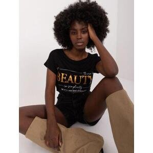 Fashionhunters Černé dámské viskózové tričko SUBLEVEL Velikost: M