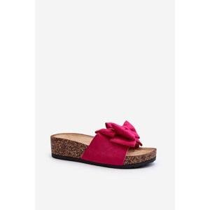 Kesi Dámské pantofle na korkové platformě s mašlí Fuchsia Tarena Velikost: 40, Růžová