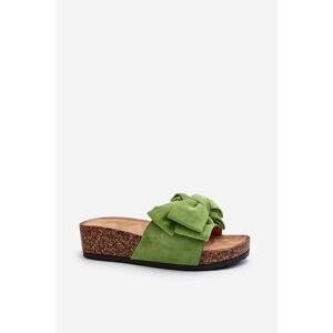 Kesi Dámské pantofle na korkové platformě s mašlí, zelená Tarena Velikost: 40, Odstíny, zelené