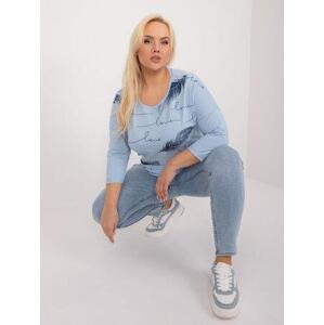 Fashionhunters Světle modrá bavlněná halenka plus size.Velikost: ONE SIZE, JEDNA, VELIKOST