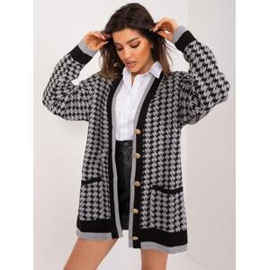 Fashionhunters Šedočerný oversize cardigan Velikost: ONE SIZE, JEDNA, VELIKOST