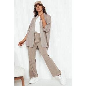 Dstreet ASTERS dámské široké kalhoty, béžové UY2037 M/L, Béžový