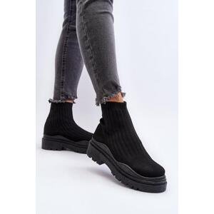 Kesi Dámské černé nazouvací ponožkové boty na masivní podrážce Elipara 39, Černá