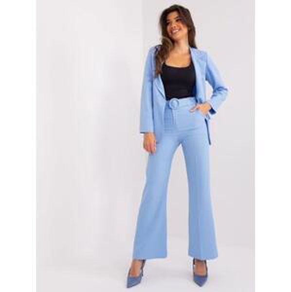Fashionhunters Světle modré oblekové kalhoty s kapsami Velikost: M