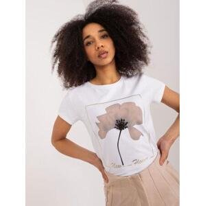 Fashionhunters Bílé dámské tričko s potiskem BASIC FEEL GOOD Velikost: L / XL