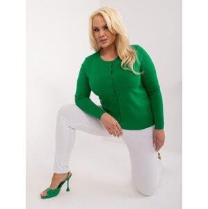 Fashionhunters Zelený dámský svetr větší velikosti s manžetami Velikost: XXL/XXXL