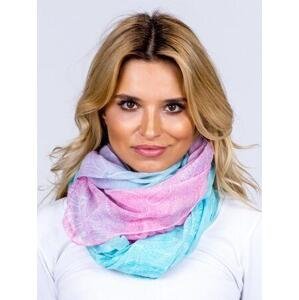 Fashionhunters Modro-růžový vzdušný ombre šátek s motivem Velikost: JEDNA VELIKOST
