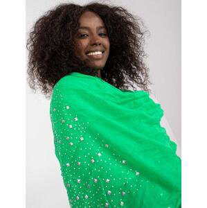 Fashionhunters Zelený šátek s aplikací kamínků Velikost: JEDNA VELIKOST