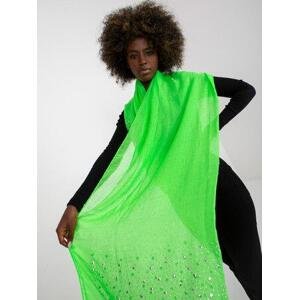 Fashionhunters Fluo zelený šátek s aplikací kamínků Velikost: JEDNA VELIKOST