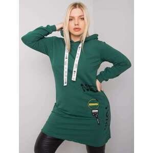 Fashionhunters Tmavě zelená bavlněná tunika plus velikost JEDNA VELIKOST