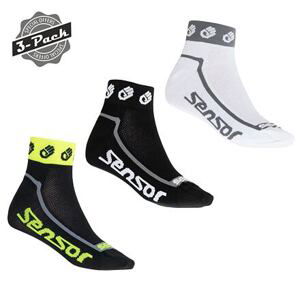 SENSOR PONOŽKY 3-PACK RACE LITE SMALL HANDS černá/bílá/ref.žlutá Velikost: 6/8, 6-8