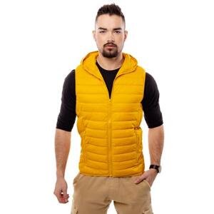 Glano Pánská prošívaná vesta s kapucí - žlutá Velikost: XXL