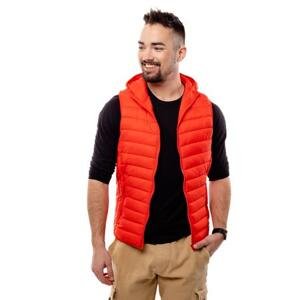 Glano Pánská prošívaná vesta s kapucí - červená Velikost: L