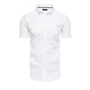 Dstreet Bílá pánská košile KX0981 XXL s krátkým rukávem