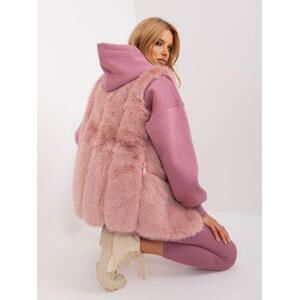 Fashionhunters Dámská kožešinová vesta světle růžové barvy.Velikost: L/XL