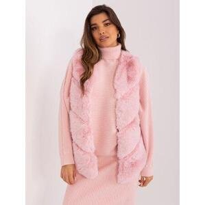 Fashionhunters Světle růžová dámská kožešinová vesta Velikost: L/XL