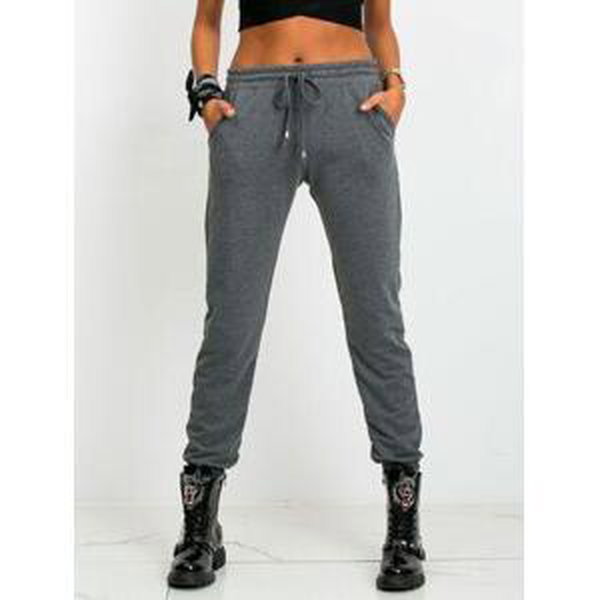 Fashionhunters Tmavě šedé kalhoty Rychlejší velikost: L