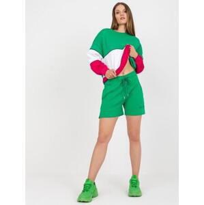 Fashionhunters Zelené RUE PARIS basic bavlněné tepláky.Velikost:L.