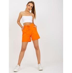 Fashionhunters Orange Basic High Waist Sweat Shorts Velikost: S.