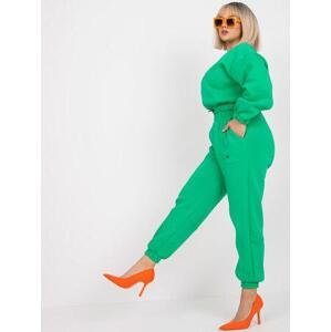 Fashionhunters Zelená tepláková souprava větší velikosti s kalhotami Maleah Velikost: L