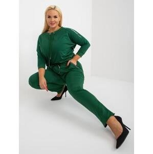 Fashionhunters Tepláky Savage Dark Green Plus Size s elastickým pasem Velikost: 3XL