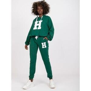 Fashionhunters Tmavě zelená dvoudílná mikina z bavlny Natela Velikost: L / XL