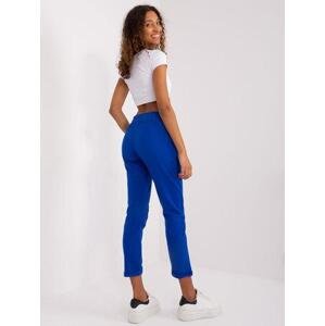 Fashionhunters Kobaltově modré základní kalhoty s vysokým pasem Aprilia Velikost: L