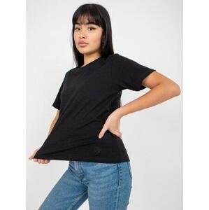 Fashionhunters Černé jednobarevné tričko MAYFLIES s kulatým výstřihem Velikost: 2XL