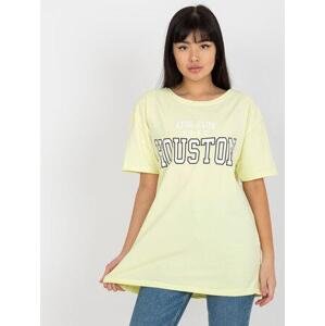Fashionhunters Světle žluté tričko s volným potiskem Velikost: ONE SIZE, JEDNA, VELIKOST