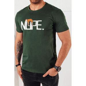 Dstreet Pánské tričko s potiskem, zelené RX5357 L, Zelená