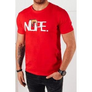 Dstreet Pánské tričko s červeným potiskem RX5360 L, ČERVENÉ