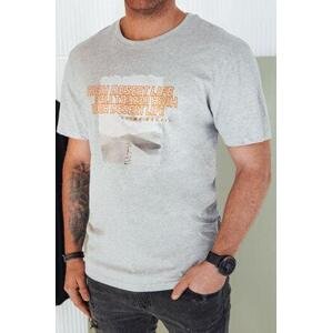 Dstreet Šedé pánské tričko s potiskem RX5488 L, Světle, šedá
