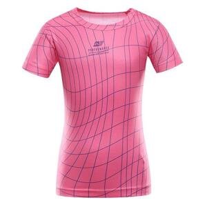 ALPINE PRO Dětské rychleschnoucí triko BASIKO neon knockout pink varianta pa 152-158