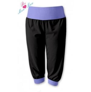 Be MaaMaa Sportovní 3/4 legíny CAPRI - černé/lila L/XL