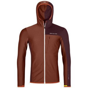 Pánská bunda Ortovox Fleece Light Grid Hooded Jacket Velikost: L / Barva: červená/oranžová