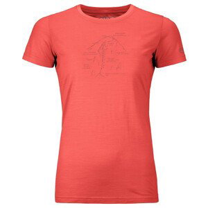 Dámské funkční triko Ortovox W's 120 Tec Lafatscher Topo T-Shirt Velikost: M / Barva: růžová