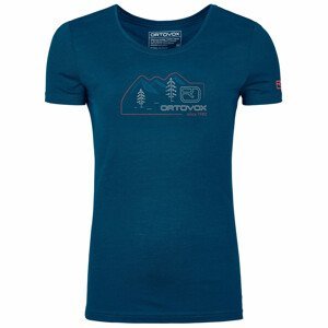 Dámské funkční triko Ortovox W's 140 Cool Vintage Badge T-Shirt Velikost: L / Barva: modrá