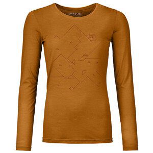 Dámské triko Ortovox 185 Merino Tangram Ls W Velikost: M / Barva: oranžová