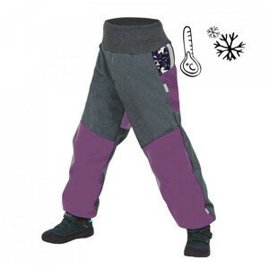 Dětské softshellové kalhoty s fleecem Unuo Basic Vzor Dětská velikost: 104-110 / Barva: fialová/šedá