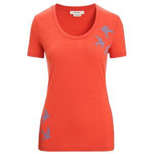 Dámské triko Icebreaker Women Tech Lite II SS Scoop Tee Swarming Shapes Velikost: S / Barva: oranžová